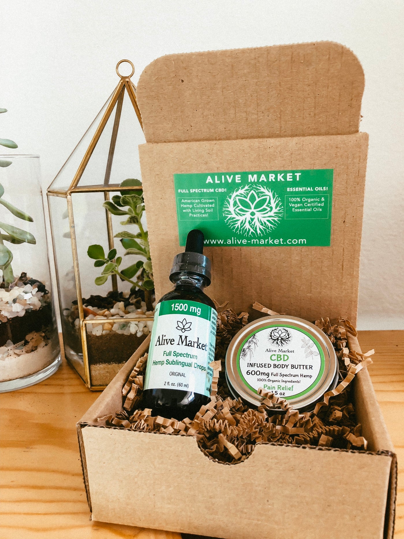 Alive Market Adventure Bundle & Save Box - 1500mg CBD Tincture & 600mg Body Butter