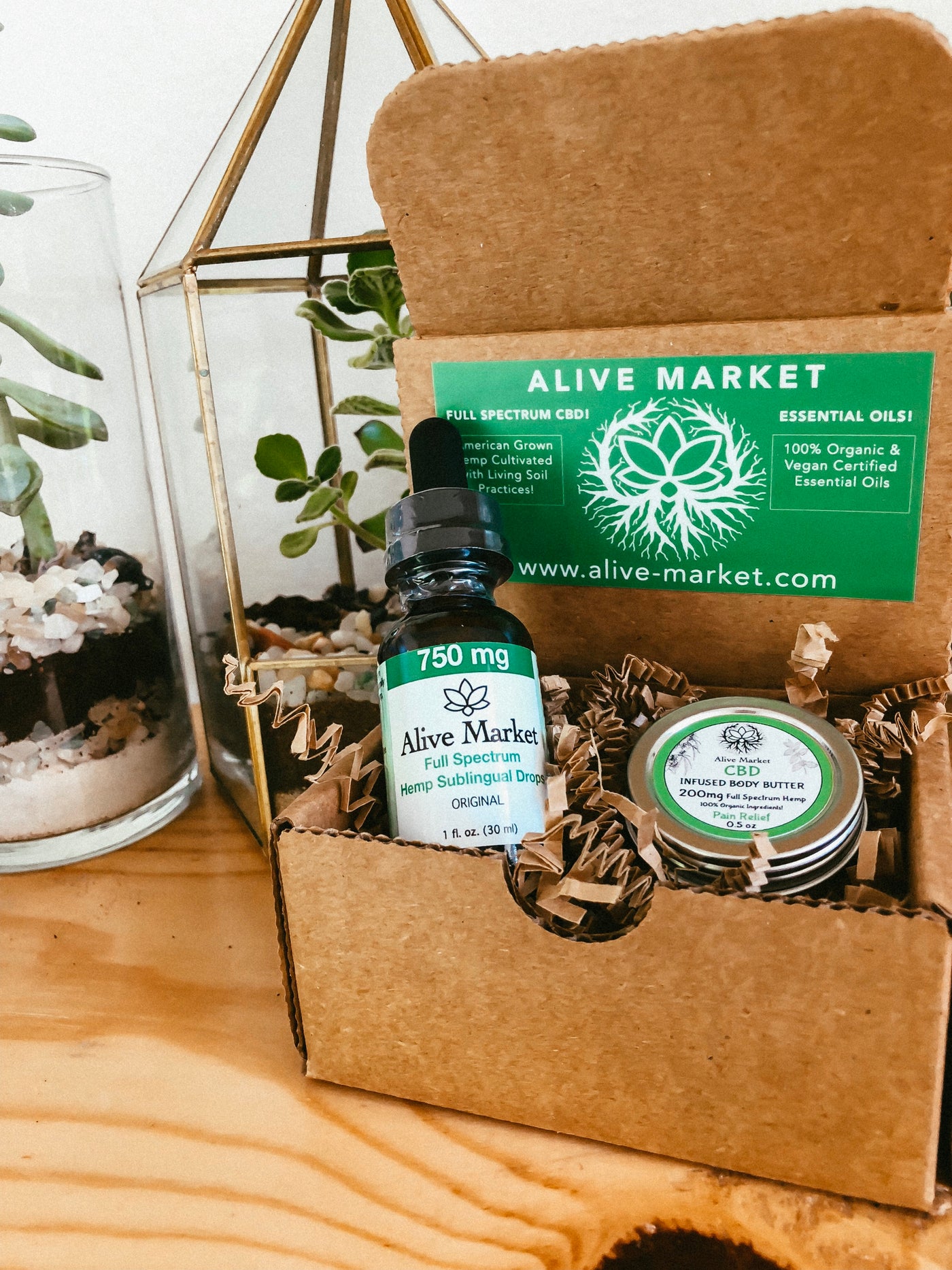 Alive Market Explore Bundle & Save Box - 750mg CBD Tincture & 200mg Body Butter